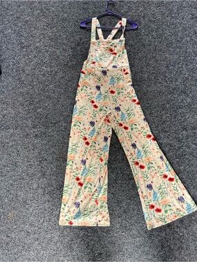 Floral Cream Wide-Leg Overalls Jumpsuit